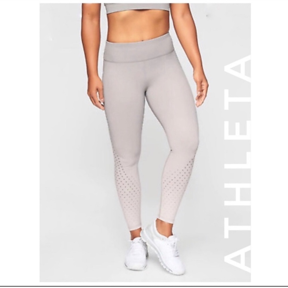 Athleta Contender Aero ⅞ Laser Cut Leggings in Pebble Beige